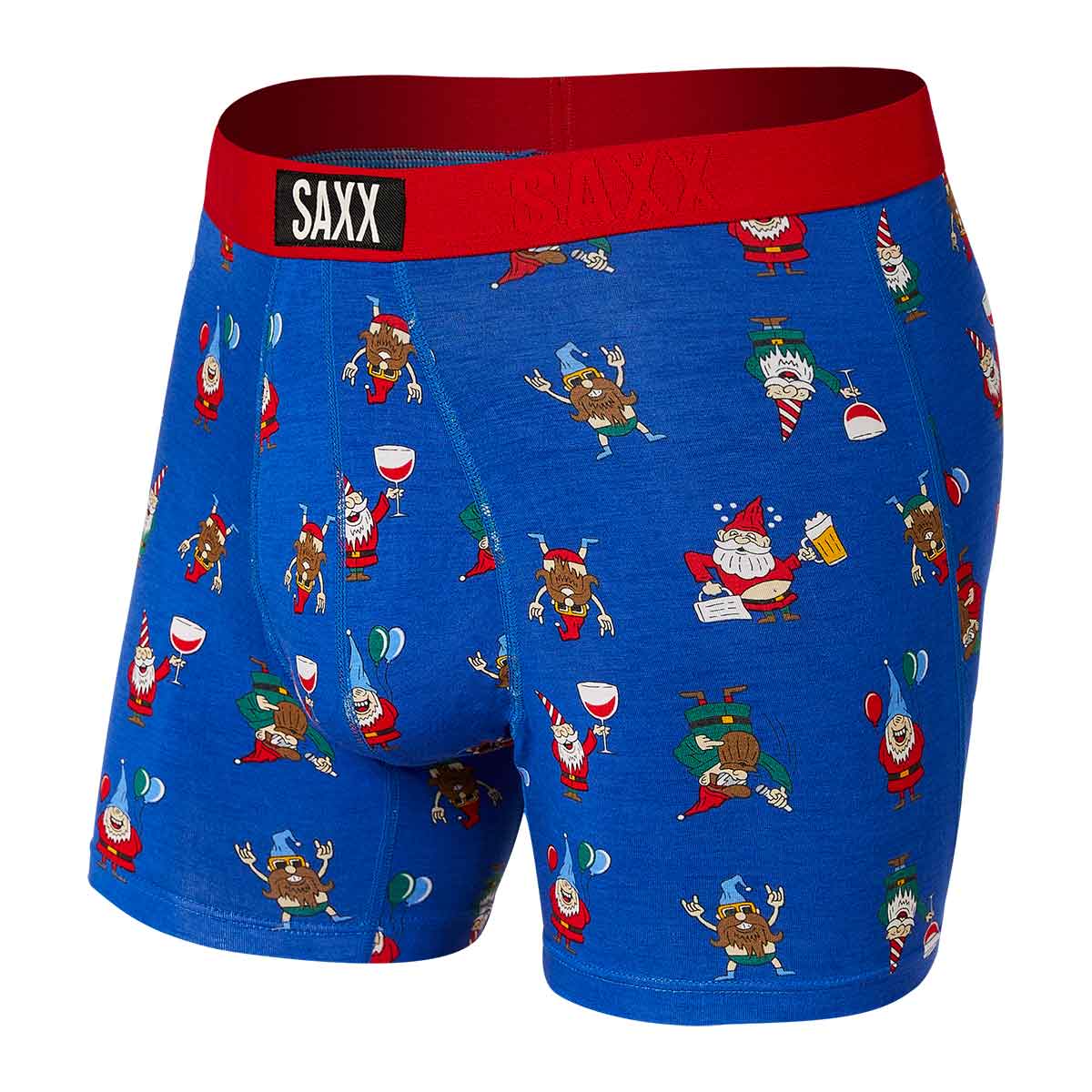 Saxx Vibe Boxer Brief Men's in Peak Blue Party Gnomes